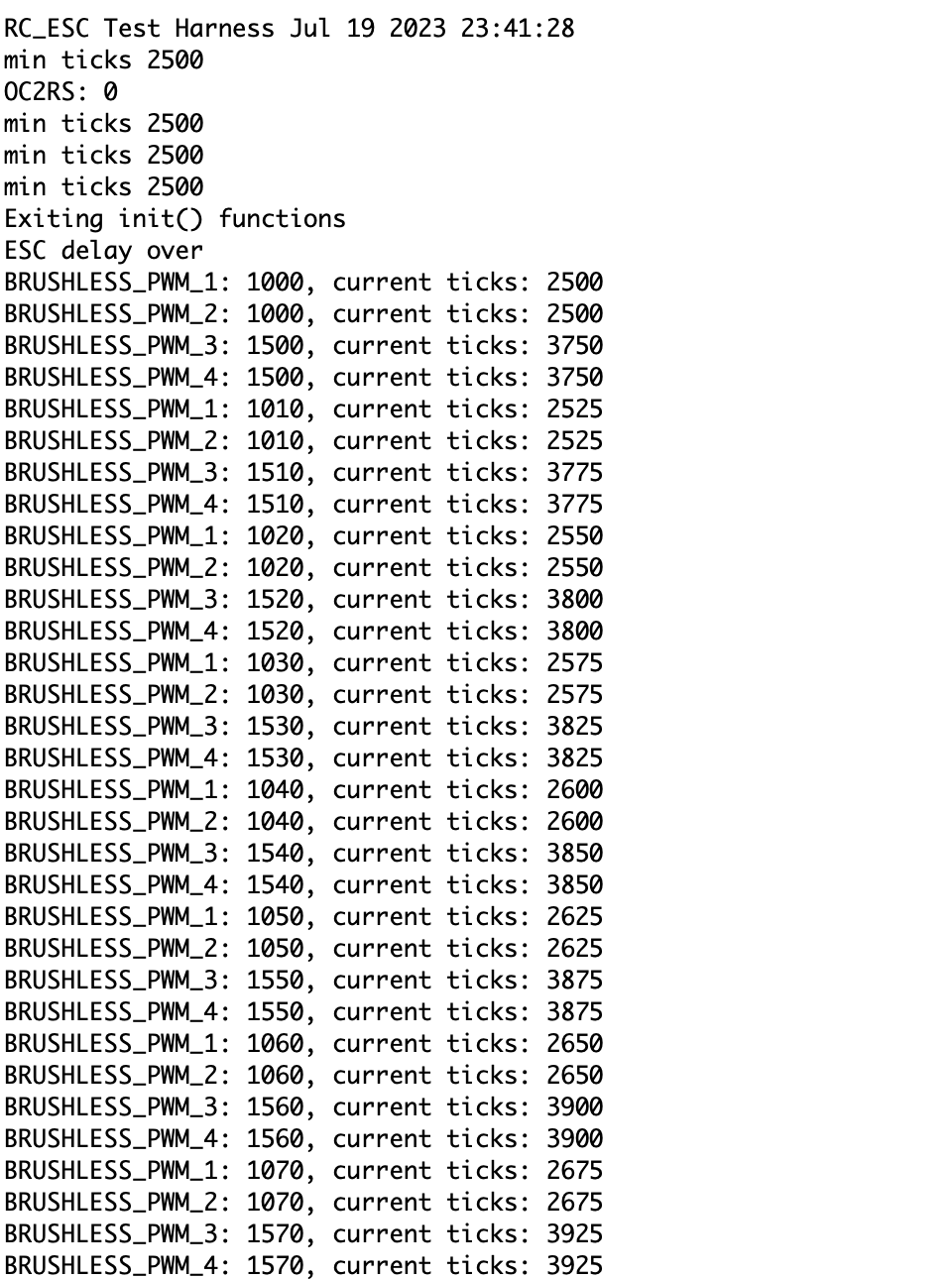 DC Brushless test output