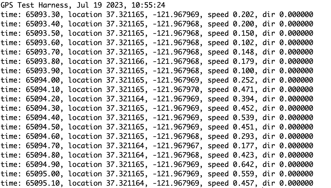 GPS Test Output