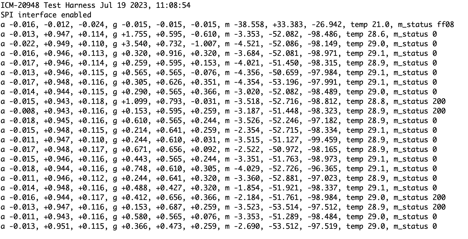 Output for IMU